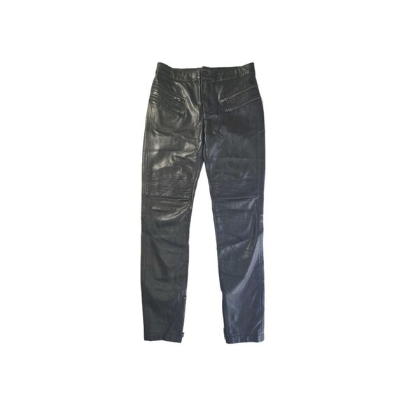 Free People We The Free Faux Leather Pants Size 2 – Black Biker Moto Skinny - Picture 3 of 16